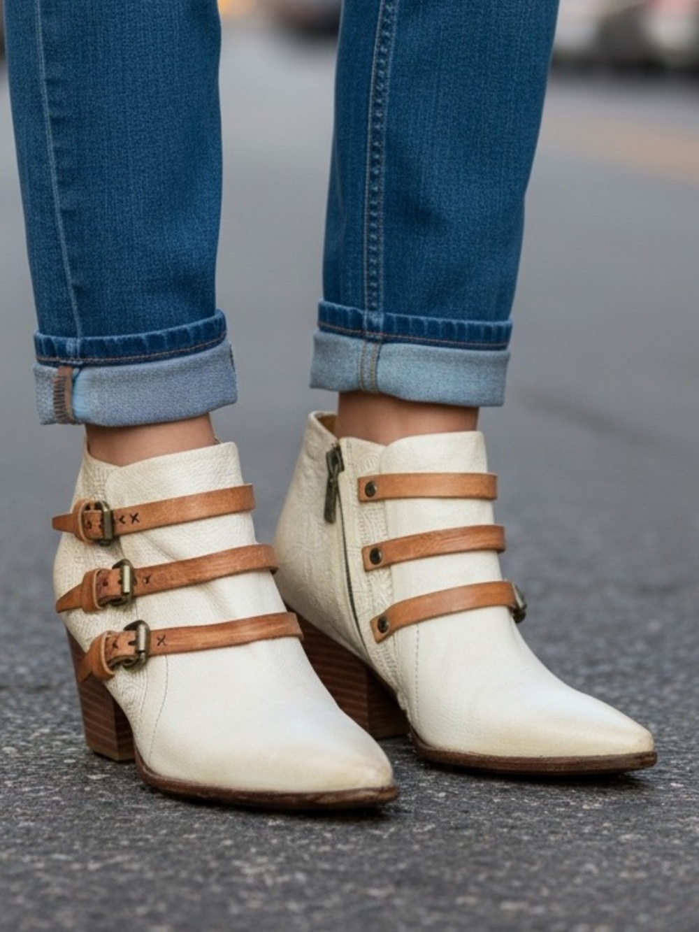 Gorgeous A.S.98 Airstep Strappy Buckle Pointed Toe Western Booties, size 39